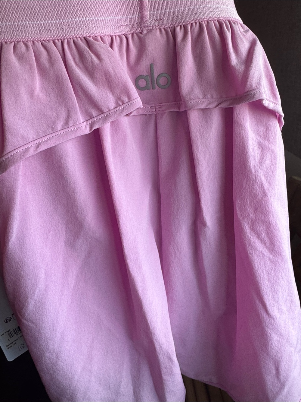 ALO Yoga Candy Heart Pink Athletic Shorts with Built-In Liner - Picture 6 of 6